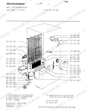 Взрыв-схема холодильника Aeg 621371027 - Схема узла Refrigerator cooling system